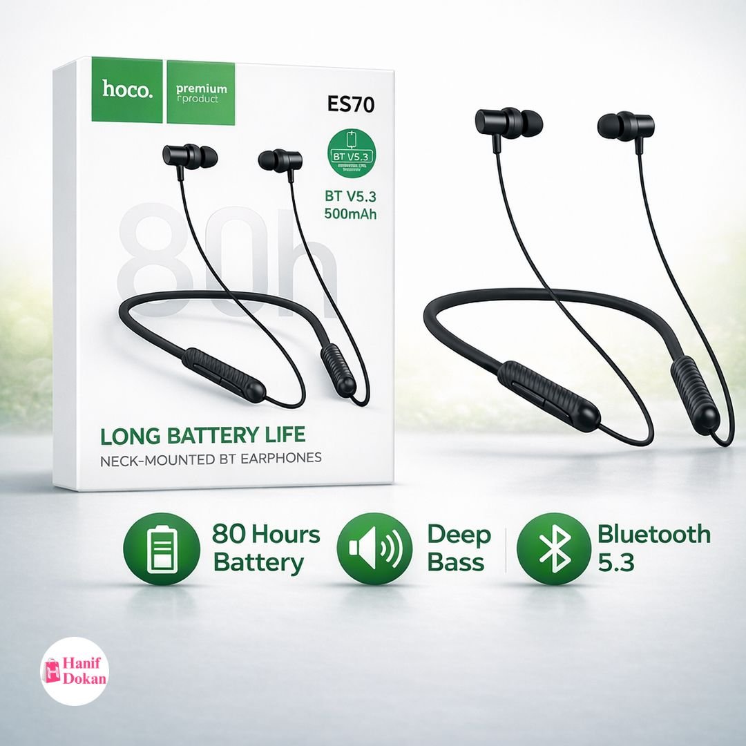 HOCO ES70 Bluetooth Neckband Earphone | 80 Hours Battery | BT 5.3